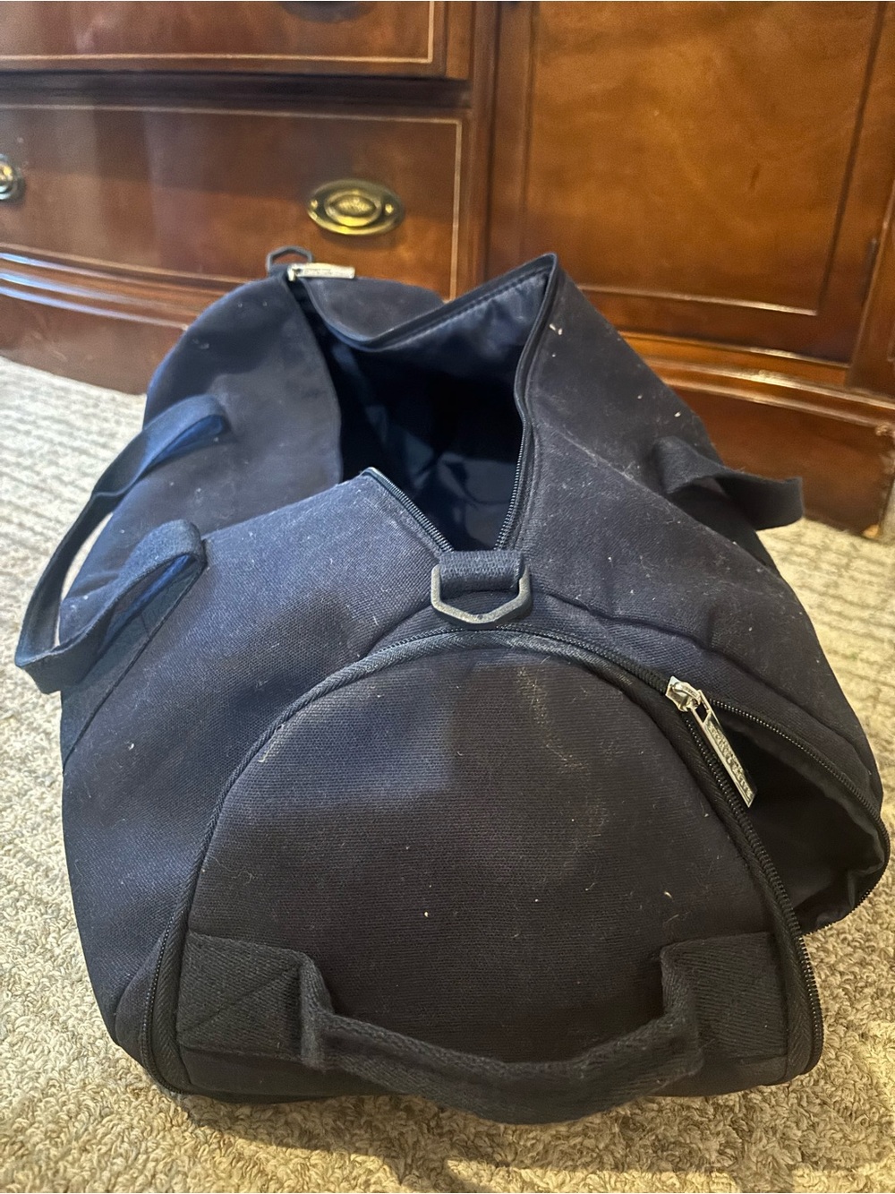 Polo by Ralph Lauren Navy Canvas Duffel with Multicolor Lettering - Picture 2 of 2
